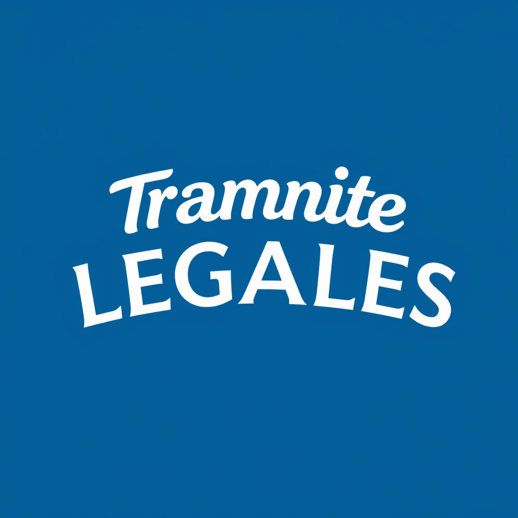 Main logo studio: LOGO BLANCO Y AZUL CON EL NOMBRE "TRAMITE LEGALES"