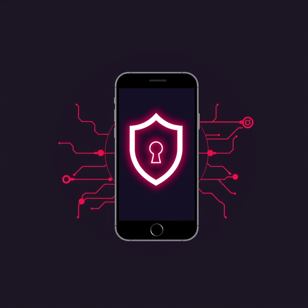 Main logo studio: APP che fa da scanner alle applicazioni DI SMARTPHONE, fa da firewall, da vpn interna, e crea black list url, CON COLORI CROMATI E D'ORATI, stile cybe