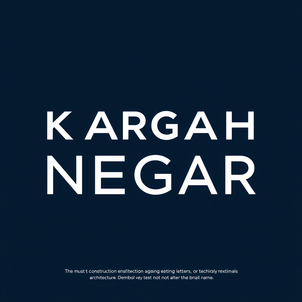 Main logo studio: Create a professional logo for the brand "KARGAH NEGAR". The text must be spelled EXACTLY "KARGAH NEGAR" with no extra letters, missing letters, or sp