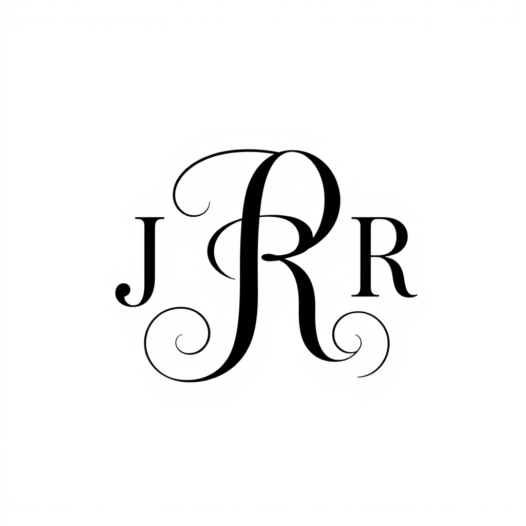 Monogram Logo idea: monogram logo combining the letters Create for me a family logo combining my 3 children initials J(jouri) R(Ritaj) R(Rakan) , elegant intertwined lett