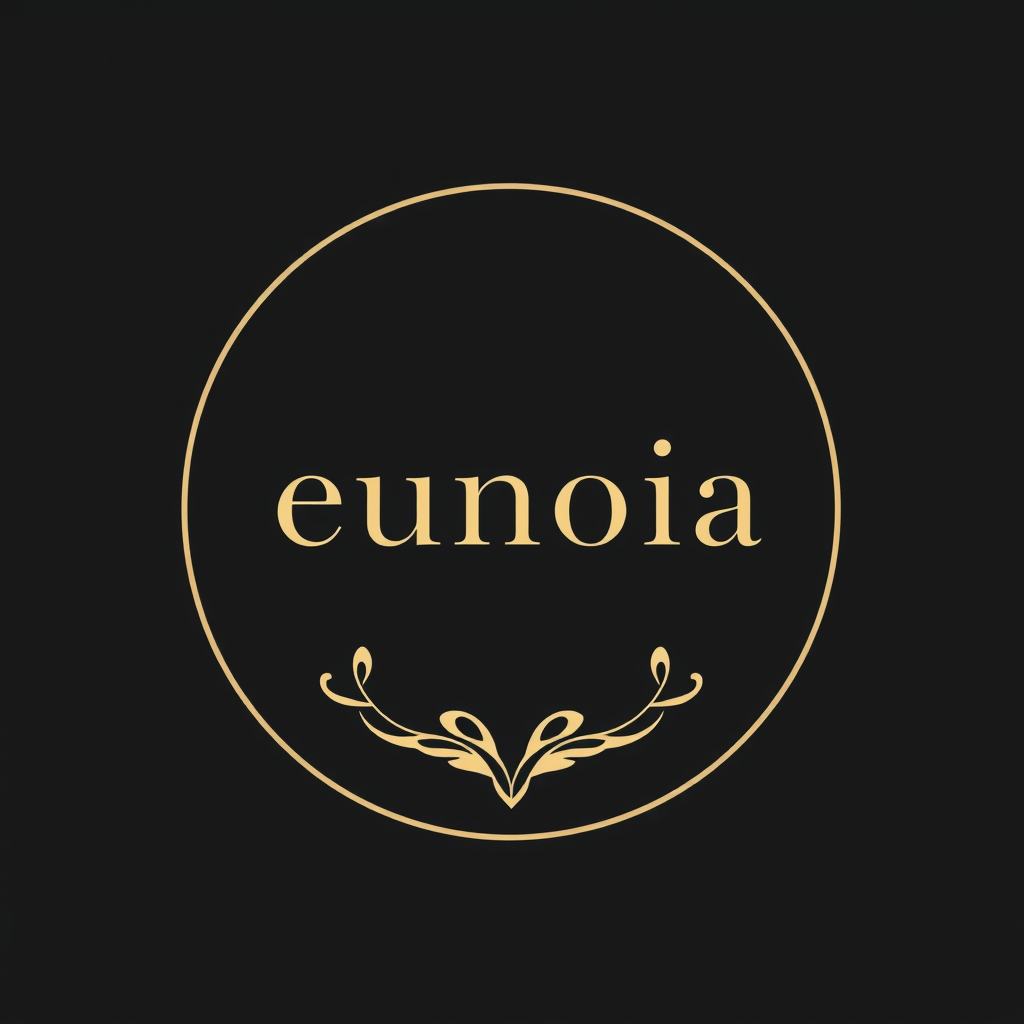 Main logo studio: # Eunoia Logo Prompt Premium dark academia logo for **“eunoia”**. Dark charcoal background, elegant ivory serif typography, subtle muted gold accents.