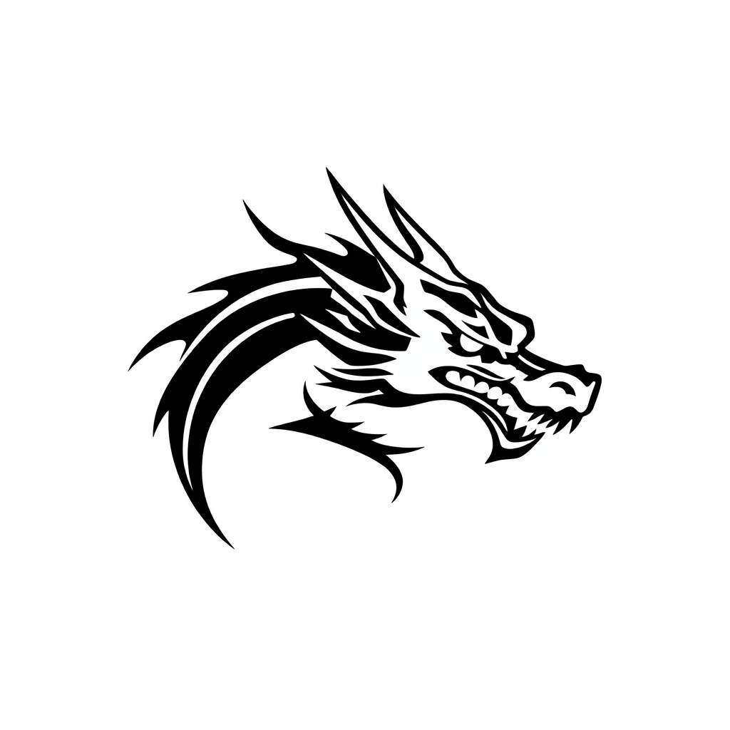 Main logo studio: dragon head one color black over white minimalist two lines