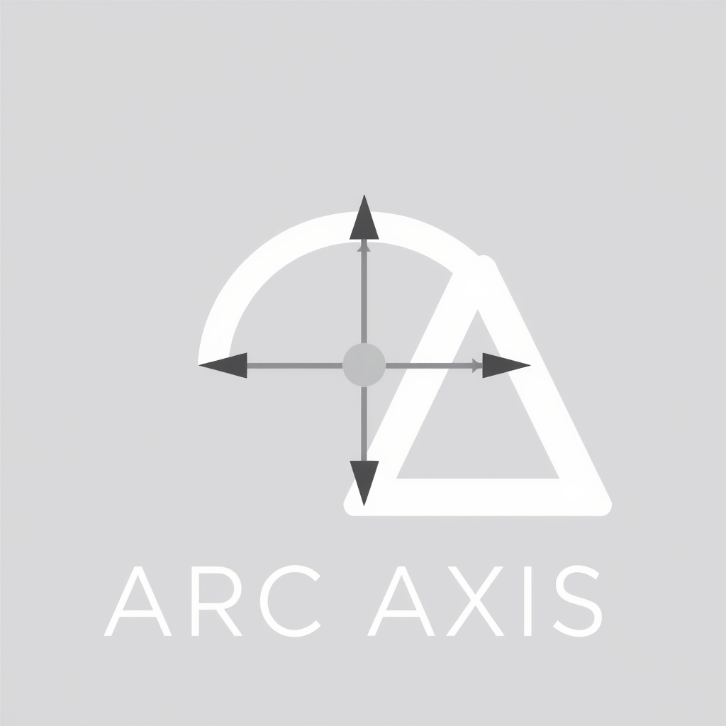 Main logo studio: Create a premium, unique minimalist logo for “ARC AXIS”. Design a distinctive geometric symbol combining an abstract “A”, an arc, and a central axis u