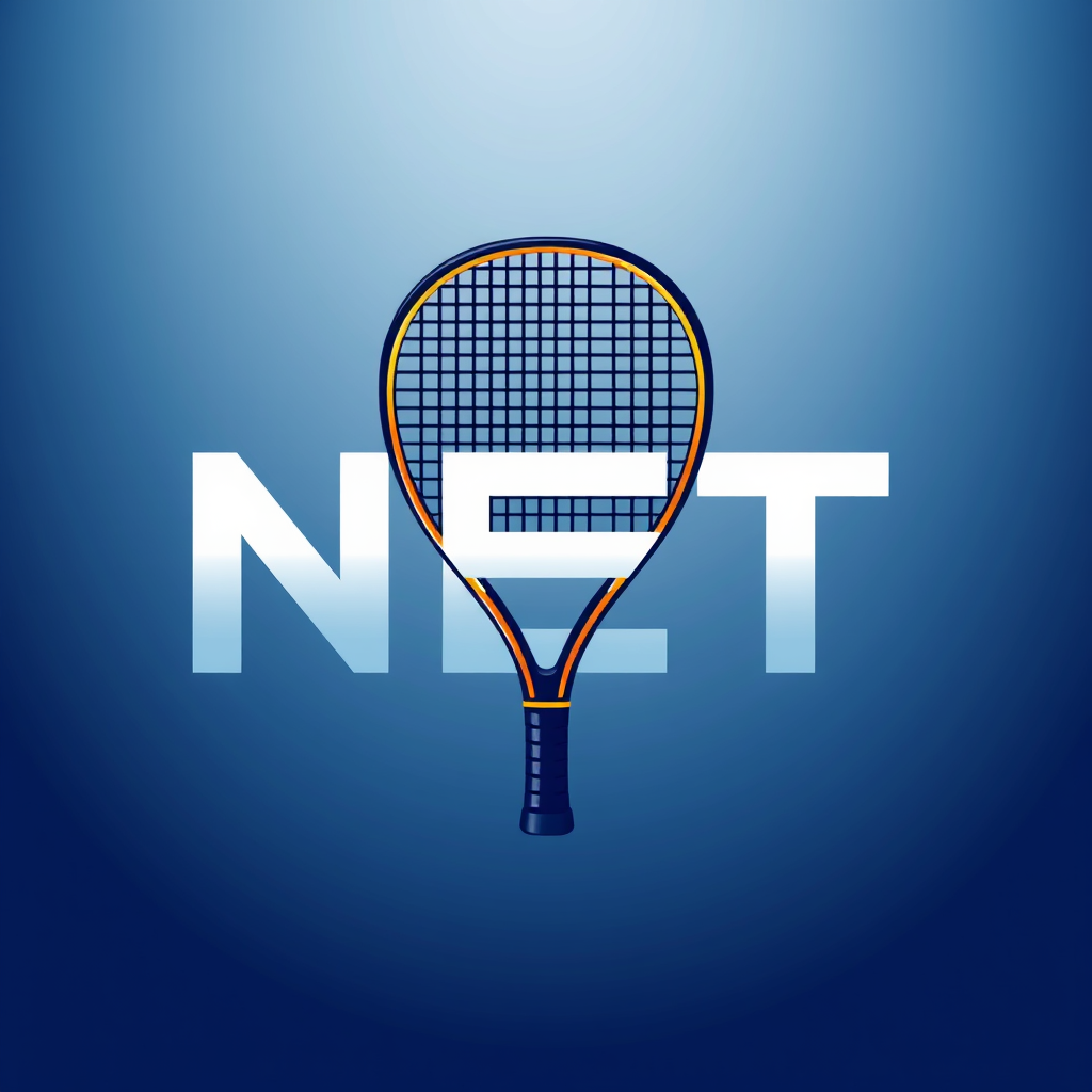 Main logo studio: Create an iconic, luxurious logo for a premium padel brand named “NET”. Design a custom wordmark where the letters subtly reference padel through eleg