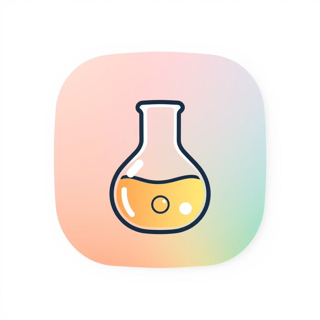 Main logo studio: rounded app icon logo for a chemistry app, calming gradient, beaker symbol