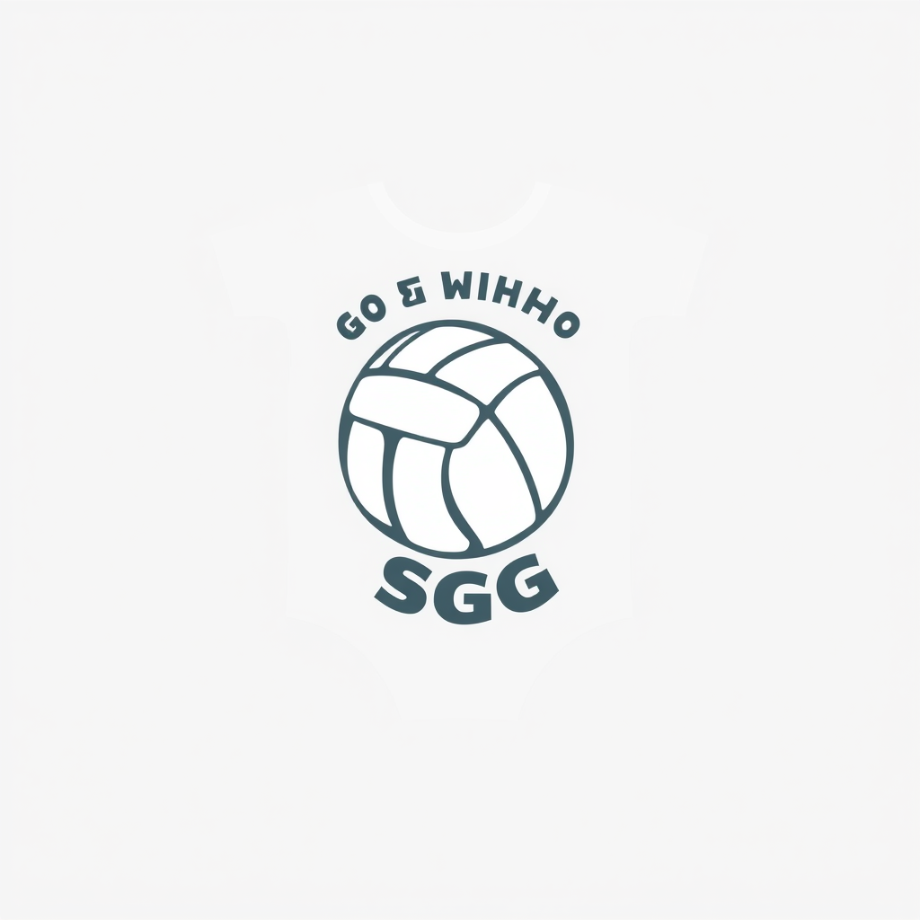 Main logo studio: Erstelle ein einfarbiges Logo für einen Babybody zum beplotten. Es soll unser Teamspruch "Go Fight Win SCG" darauf stehen und ein Volleyball zu sehen 