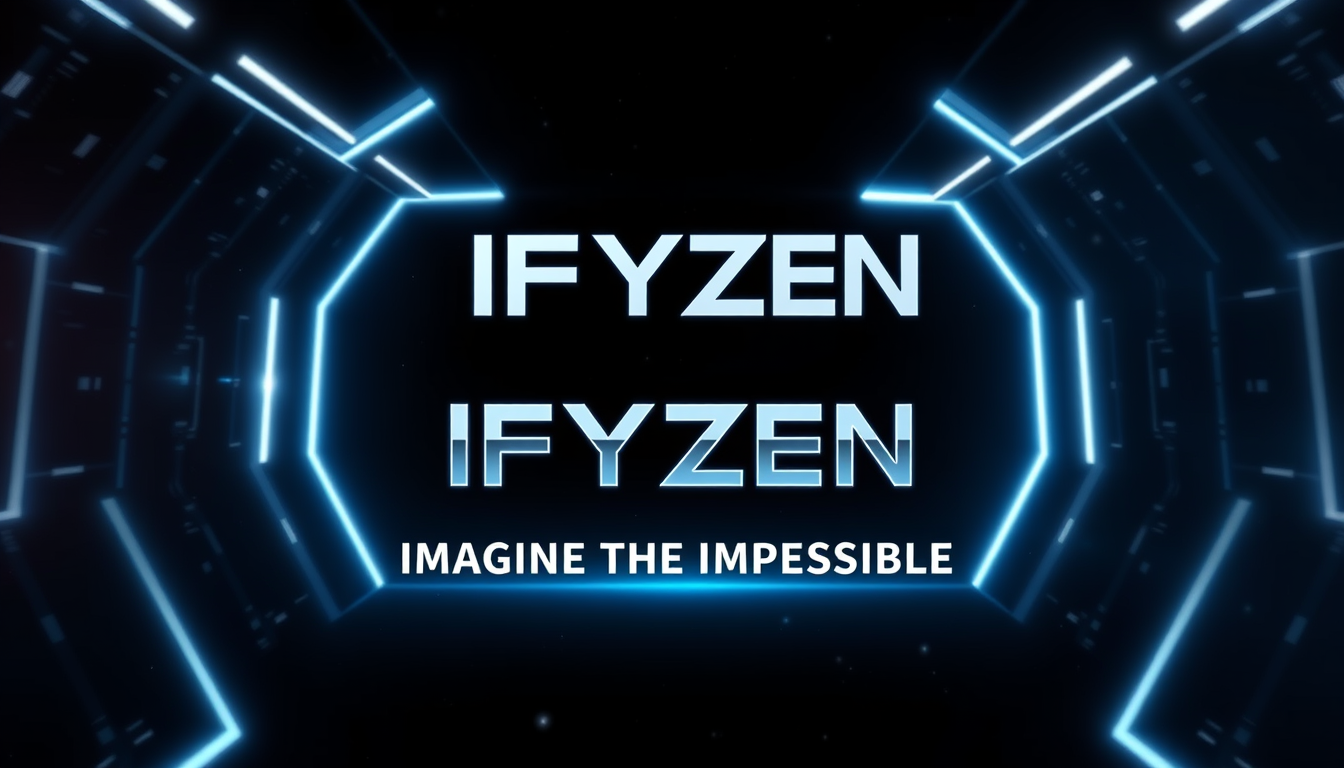 Main logo studio: Premium YouTube banner for IFYZEN. Black deep-space background with a futuristic dimensional portal. Place “IFYZEN” in large bold white/silver futuris