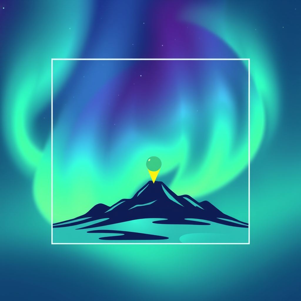 Main logo studio: Icone : point d'interrogation dans un carré couleurs : nordic aurora Style : outline Trait : épaisseur moyenne, régulière, légèrement arrondie