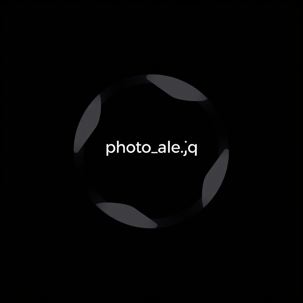 Minimalist Logo idea: minimalist logo, simple geometric mark for Minimal vector logo for "photo_ale.jpg". Create a simple stylized camera lens icon using clean geometric ci