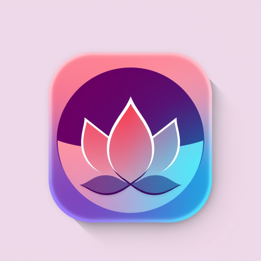 Main logo studio: rounded app icon logo for a meditation app, calming gradient, lotus symbolزهره القطن
