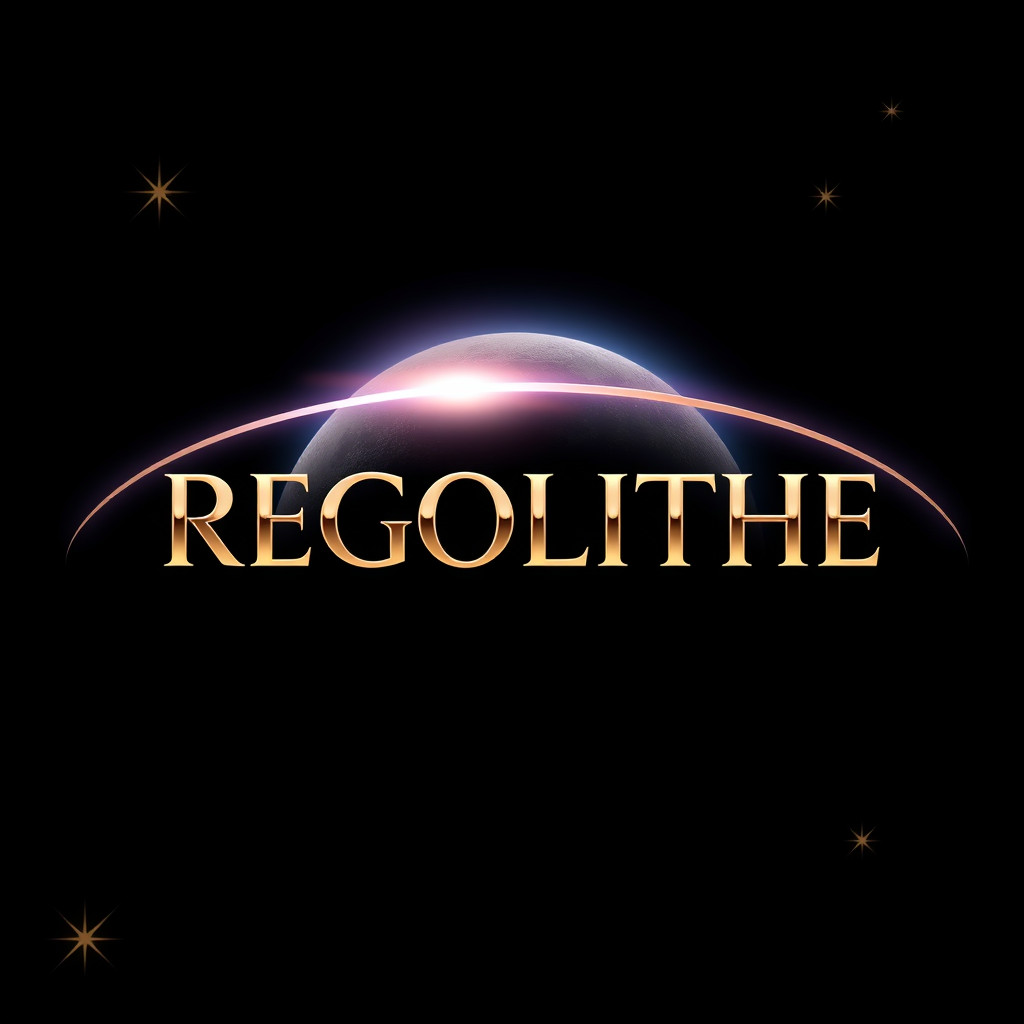Main logo studio: premium Facebook branding graphic for REGOLITHE. Make REGOLITHE the central focus in elegant, clean, sophisticated warm metallic silver lettering.deep