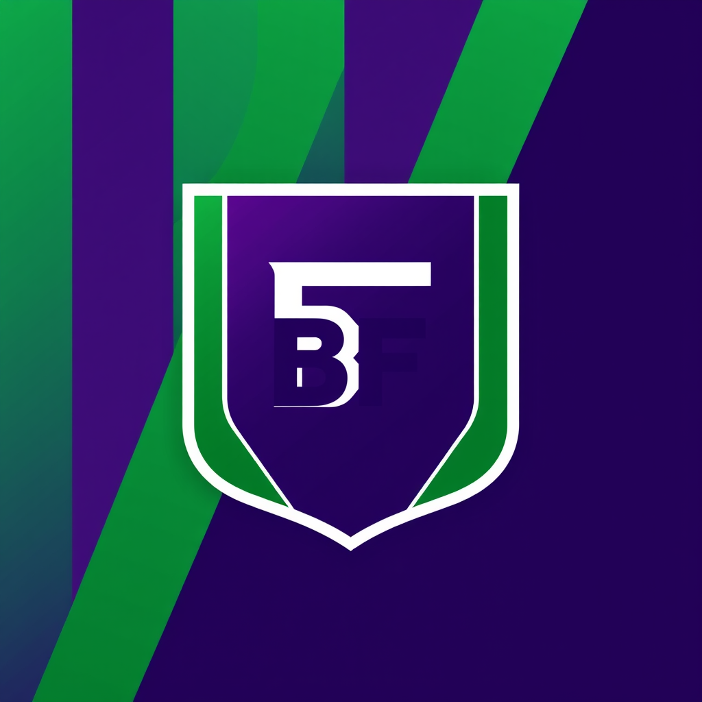 Main logo studio: Create a minimalist premium football club logo for "BiEffe". Inspired by modern Italian football branding, elegant shield shape, vertical green and pu