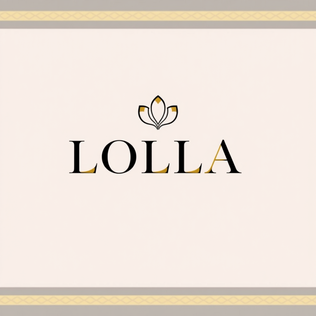 Main logo studio: Create a luxury logo for “LOLLA,” a premium Uppada Jamdani silk saree brand. Use elegant serif typography with a minimal symbol inspired by Indian wea