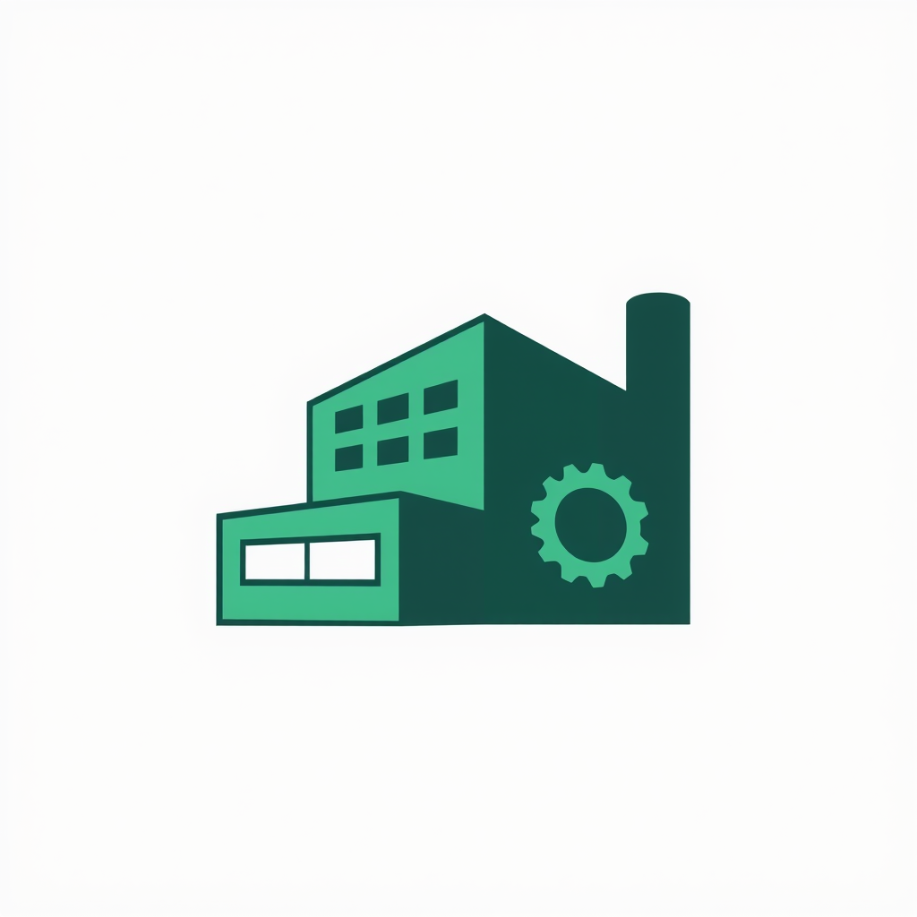 Main logo studio: A modern startup logo for an e-commerce platform selling commercial machinery and food-processing equipment. Minimalist, clean, and tech-forward. The