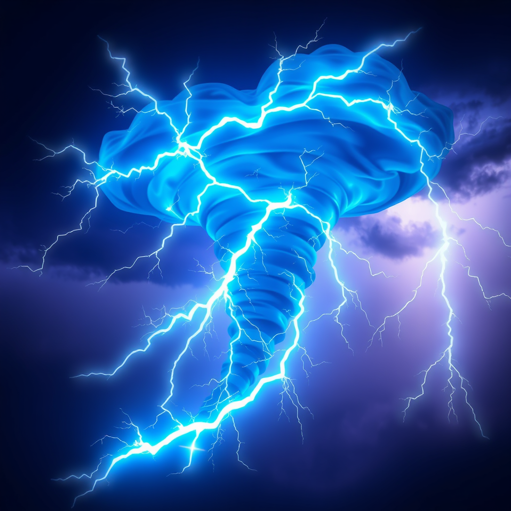 Main logo studio: flash stormer aufschrift drei farbig lila neongelb dunkelblau tornado bestehend aus blitzen mehr blau ohne sterne mit mehr blitzen flash stormer aufsc