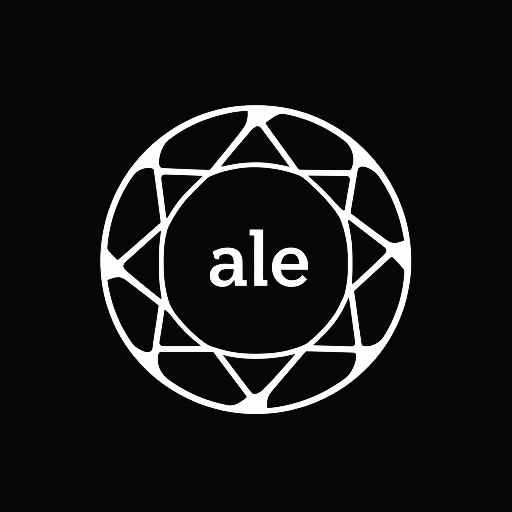 Minimalist Logo idea: minimalist logo, simple geometric mark for Minimalist logo for "photo_ale.jpg". Elegant camera aperture diaphragm with clean geometric blades and perf