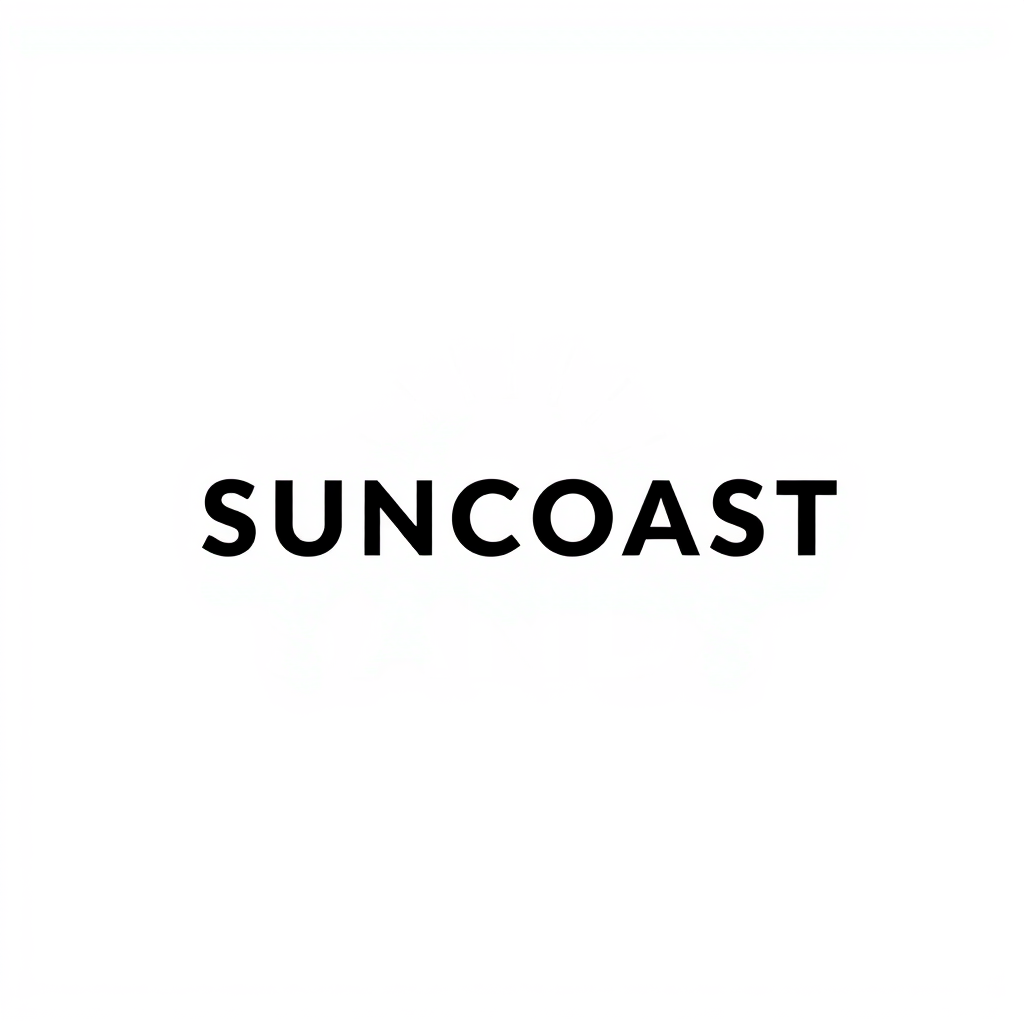 Wordmark Logo idea: wordmark logo of suncoast sands , bold clean typography, flat vector logo, centered, solid white background, high contrast, professional brand identit