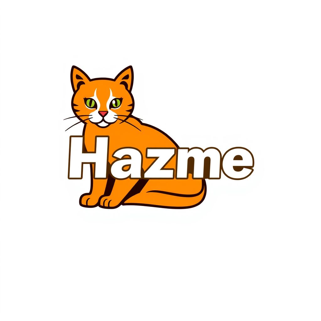 Wordmark Logo idea: wordmark logo of Hazme un logo para una repostería de un tierno gatito color naranja acicalándose sentado con un postre de pastel de fresa , bold clea