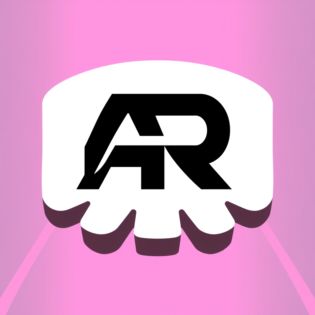 Main logo studio: AR logo with a black and pink background