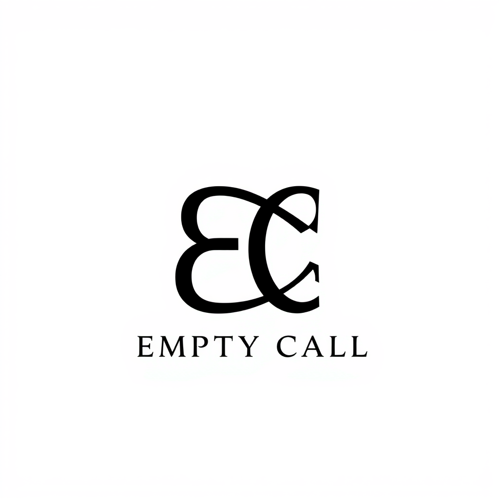 Monogram Logo idea: monogram logo combining the letters “EMPTY CALL band logo, abstract EC monogram , elegant intertwined letterforms, flat vector logo, centered, solid w
