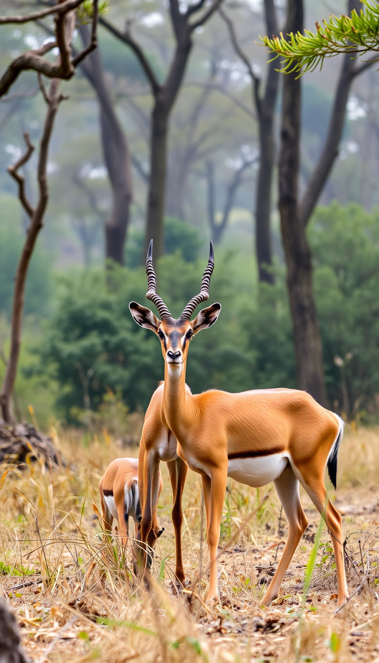 Main logo studio: Male and female gazelle in the forest