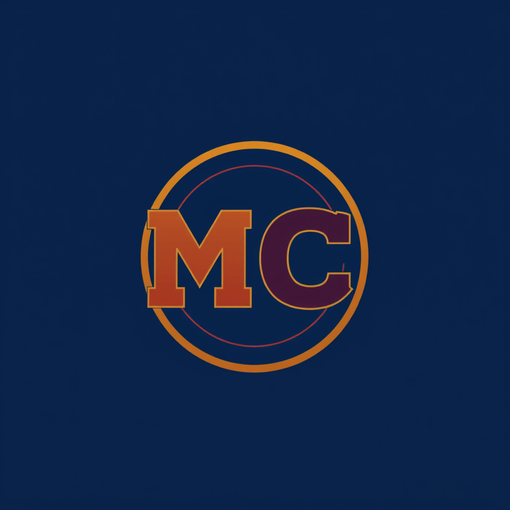 Main logo studio: Logo minimalista y moderno para una marca deportiva. Crear un símbolo circular o compacto, sin forma de escudo. Combinar de manera elegante las letras