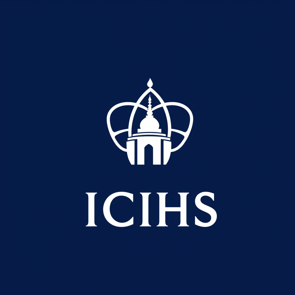 Main logo studio: Create a professional logo for ICIHS, an interdisciplinary heritage research centre at Kathmandu University. Use ICIHS as the main symbol. Represent h