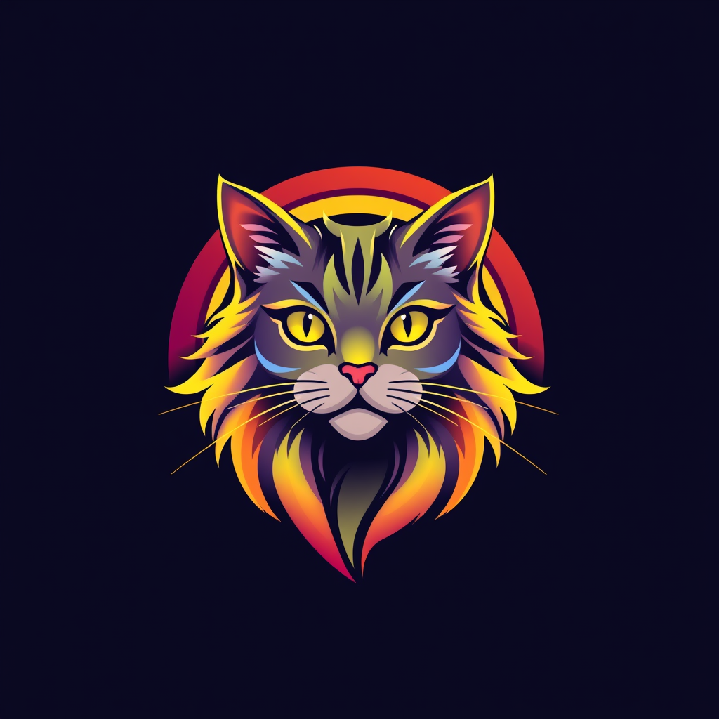 Main logo studio: Create a very beautiful cat logo with a luxurious rainbow version