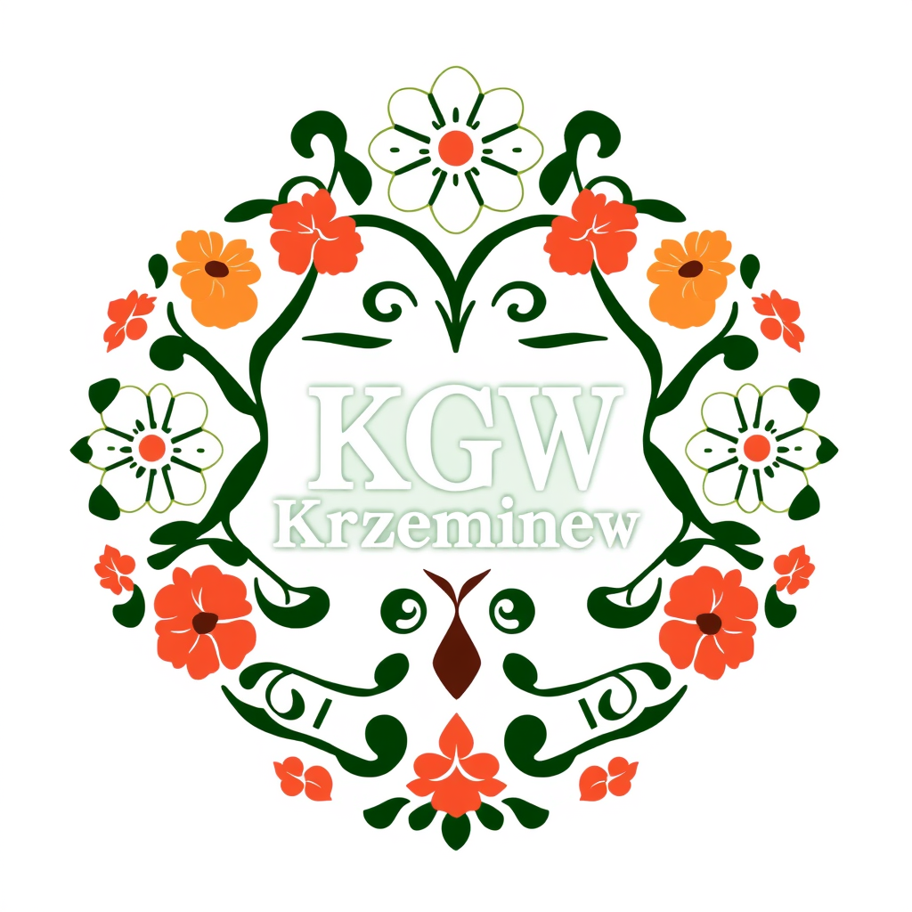 Main logo studio: Stwórz kolorowe, radosne logo dla „KGW Krzemieniew”. Polski folklor inspirowany wzorami łowickimi: barwne kwiaty, maki, chabry, malwy, ludowe ornament