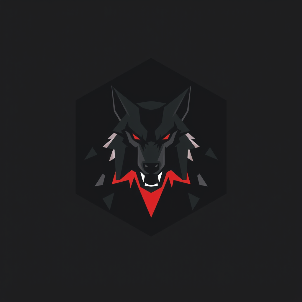 Main logo studio: Minimalist esports logo for "VoidBorn (VB)", pro Dota 2 team. Snarling wolf/hound head emerging from a jagged void rift, angular geometric style, "V" 