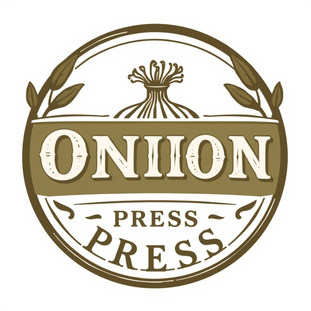 Vintage Logo idea: vintage retro logo for Onion River Press. natural, earthy colors, nature logos. , classic retro design, aged typography, hand-drawn vintage illustrati