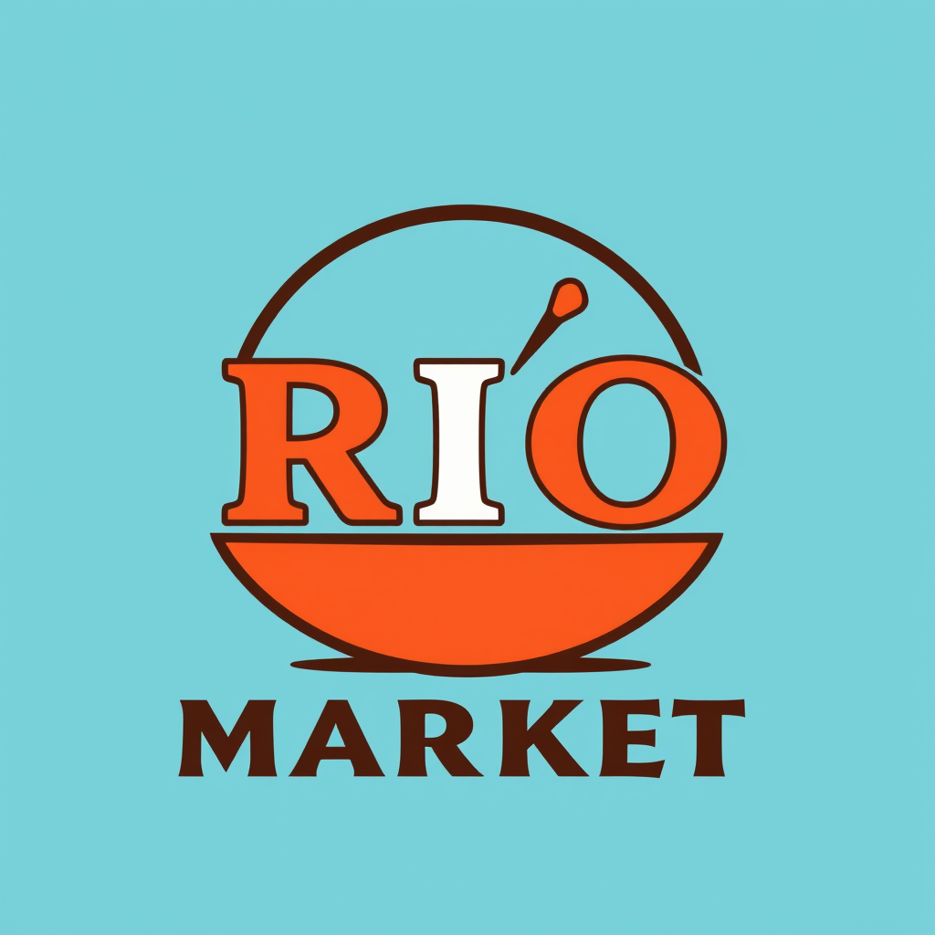 Main logo studio: Create a unique, creative, professional logo for a store named "RIO MARKET". You have complete creative freedom to choose the typography, colors, symb