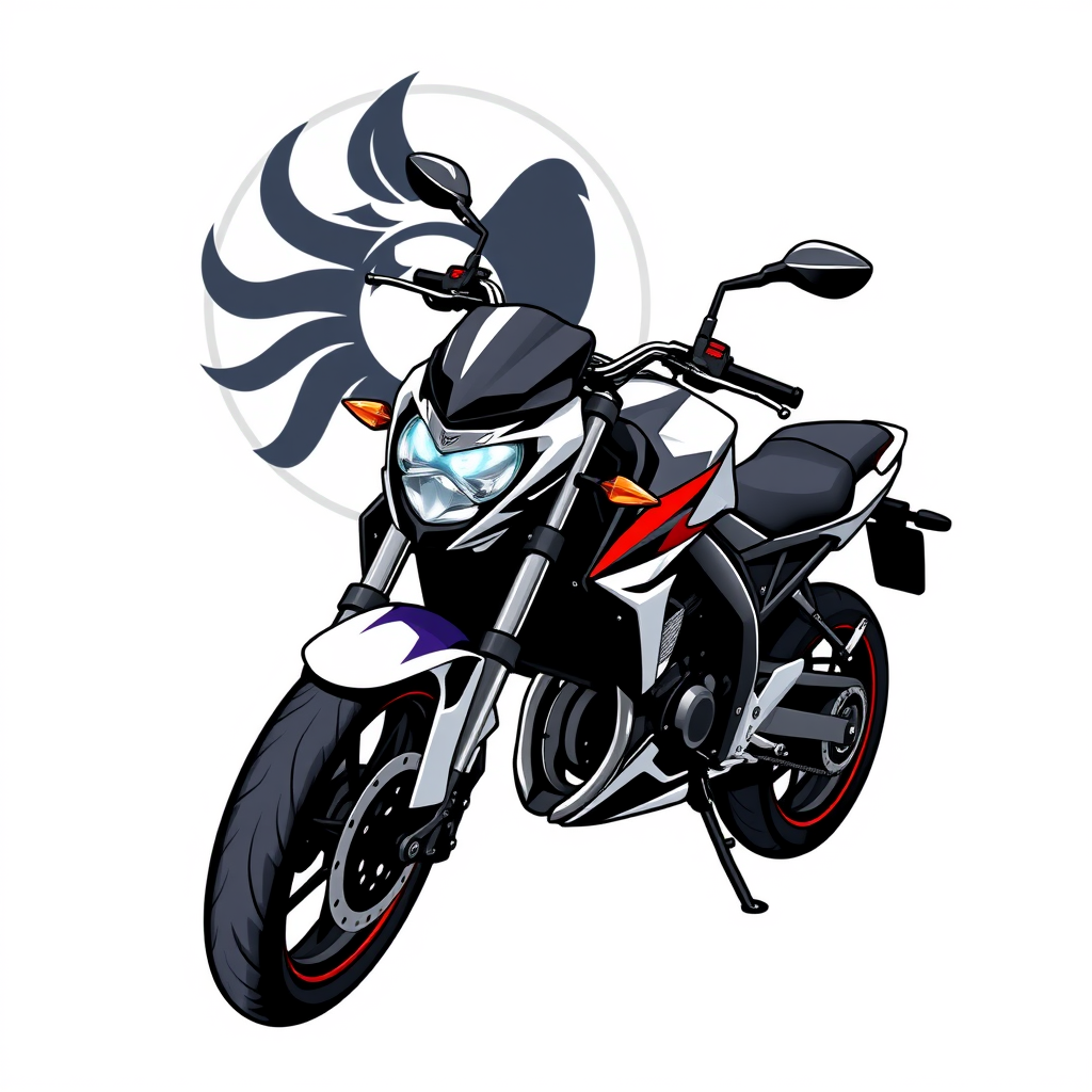Main logo studio: Create an anime version of a motorcycle logo. With a white background.