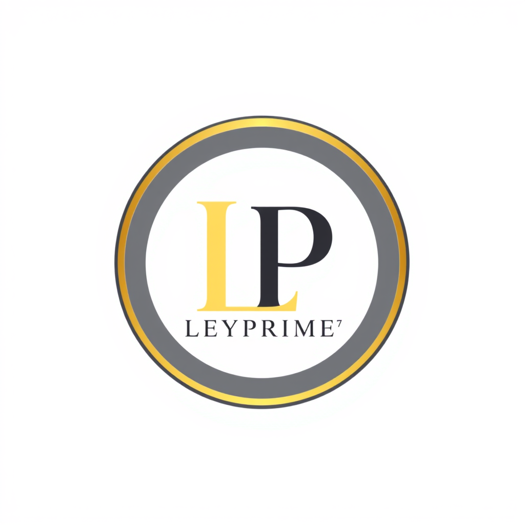 Minimalist Logo idea: minimalist logo, simple geometric mark for Elegant monogram logo combining letters L and P, gold, luxury. Perfectly round circular logo, fully visible