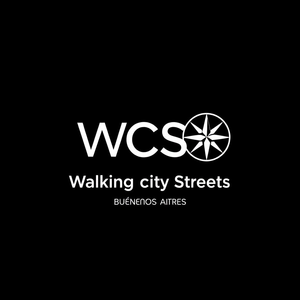 Main logo studio: Minimalist YouTube banner, solid black background, pure white design. Center the WCS logo: large bold “WCS” with a minimalist compass rose inside a th