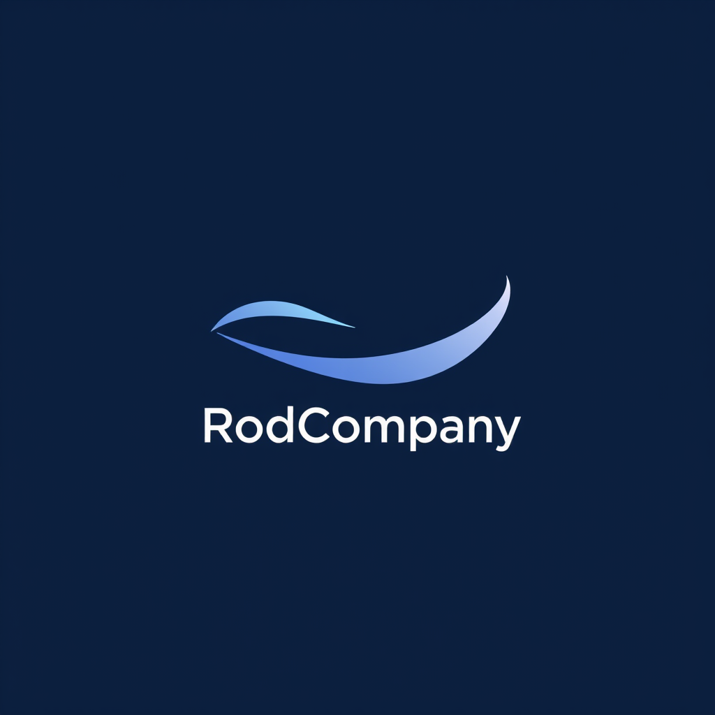 Main logo studio: simple abstract swoosh mark logo for a fintech company, gradient indigo and a name is RodCompany