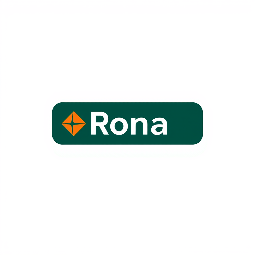 Main logo studio: Create a small, modern minimalist logo using the word “Rona”. Use dark green and orange as the main colors. The design should subtly communicate ERP, 