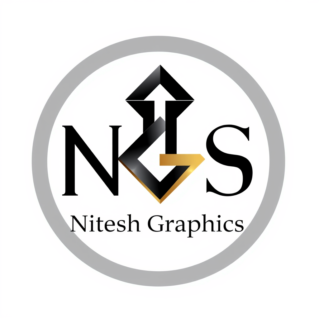 Main logo studio: Luxury minimalist monogram logo for “Nitesh Graphics”, combining the letters “NG” into a sophisticated geometric symbol, premium graphic design and pr