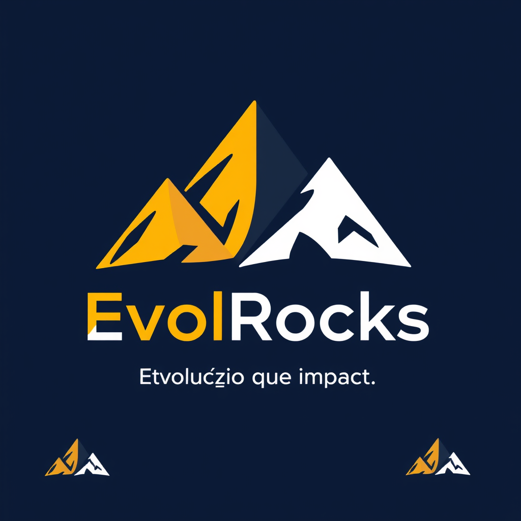 Main logo studio: quero uma logo para empresa que chama EvolRocks é uma empresa se softwares e solucoes modernas para internet com slogan "Evolução que impacta"