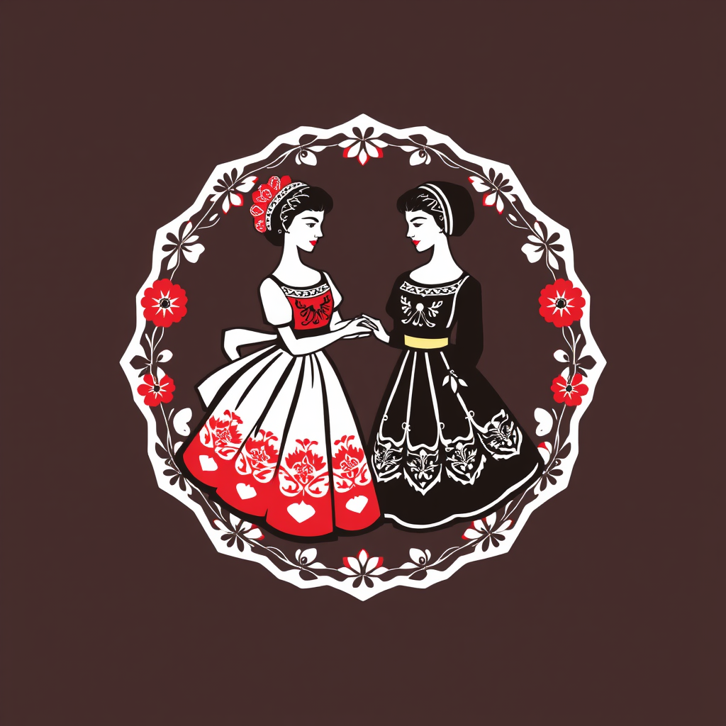 Main logo studio: Stwórz piękne logo dla „KGW Krzemieniew”. Polski folklor inspirowany wzorami łowickimi: barwne kwiaty, maki, chabry, malwy, ludowe ornamenty i wycinan