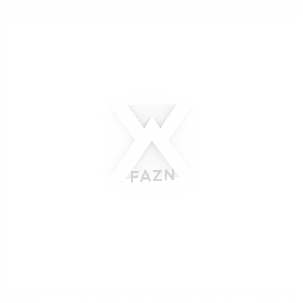 Main logo studio: FAZN brand unique, neutral colors, minimalist, clean, simple, just the logo, sharp, bold, professional, white, Pinterest like