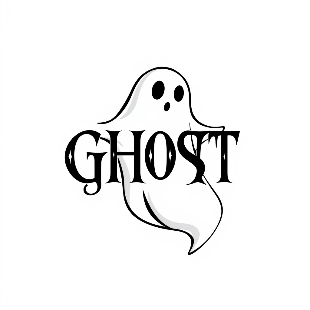 Lettermark Logo idea: lettermark logo of the letters Ghost ,avec fantômes , effrayante avec des trait de manga , monogram initials, elegant typographic design, interlocking