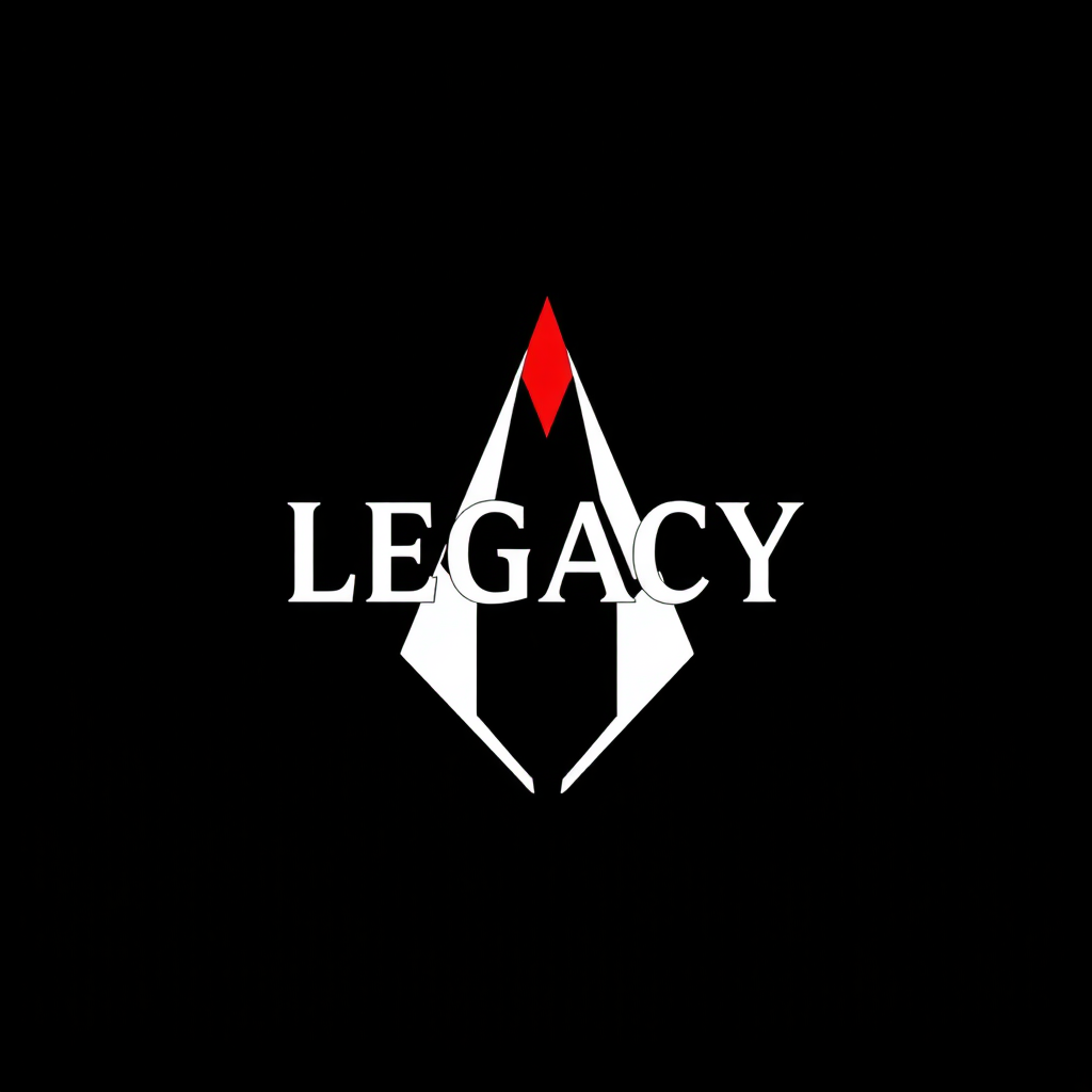 Main logo studio: Diseña un símbolo icónico para una marca de ropa premium llamada LEGACY. El símbolo debe representar una cicatriz abstracta: una forma geométrica limp