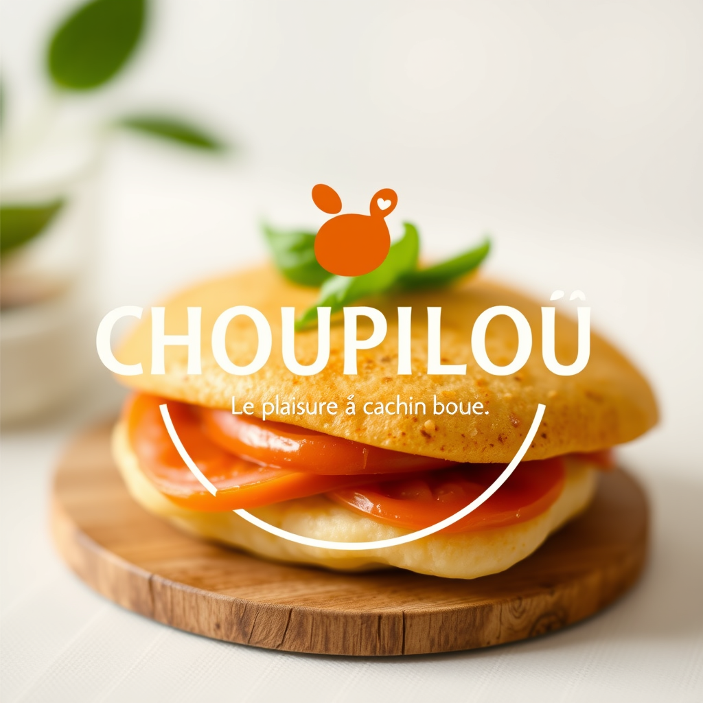 Main logo studio: Crea un logo elegante y profesional para CHOUPILOU, una marca de comida artesanal. Colores crema, verde oliva y terracota. Diseño natural, cálido y mi