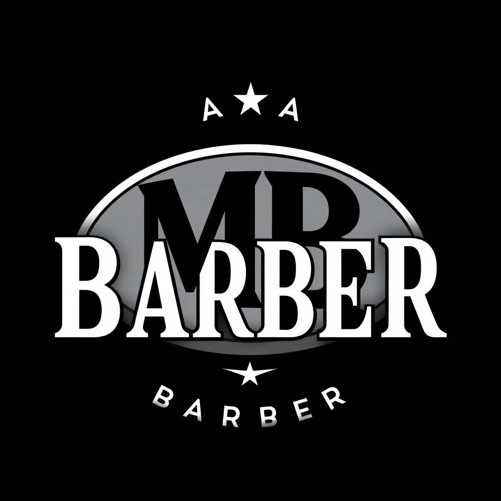Main logo studio: MaradBarber MB oval blackwhite modern logo