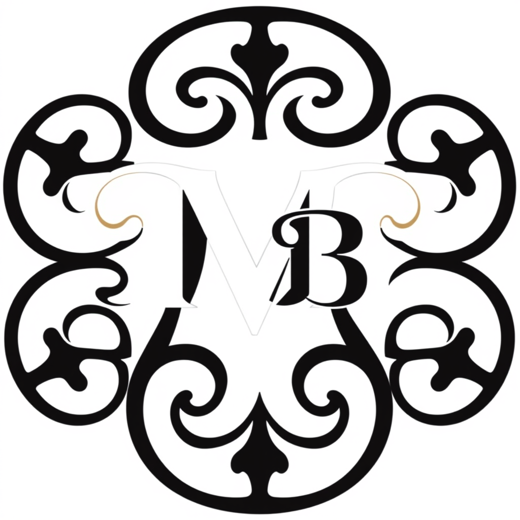 Monogram Logo idea: monogram logo combining the letters MİB , elegant intertwined letterforms, flat vector logo, centered, solid white background, high contrast, luxury b