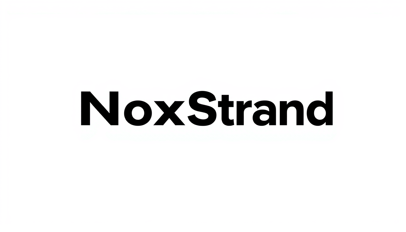 Wordmark Logo idea: wordmark logo of NoxStrand , bold clean typography, flat vector logo, centered, solid white background, high contrast, professional brand identity