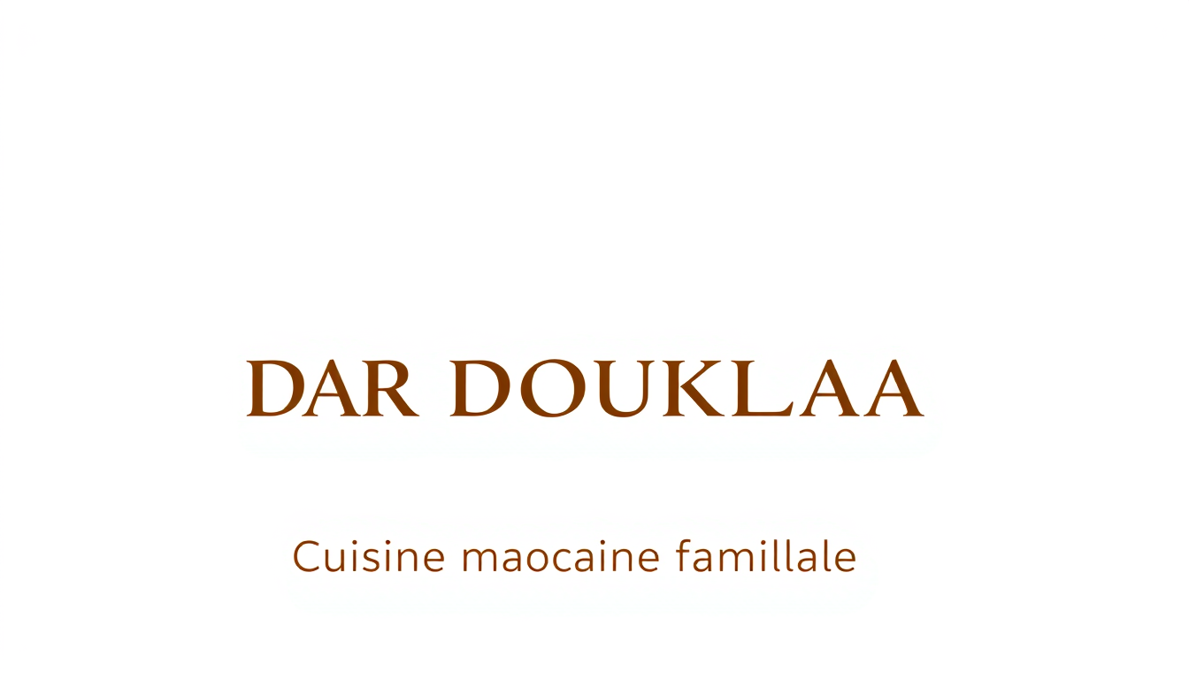 Wordmark Logo idea: wordmark logo of Cuisine marocaine familiale, élégante, authentique et premium. Logo typographique horizontal avec uniquement « DAR DOUKKALA » et le s