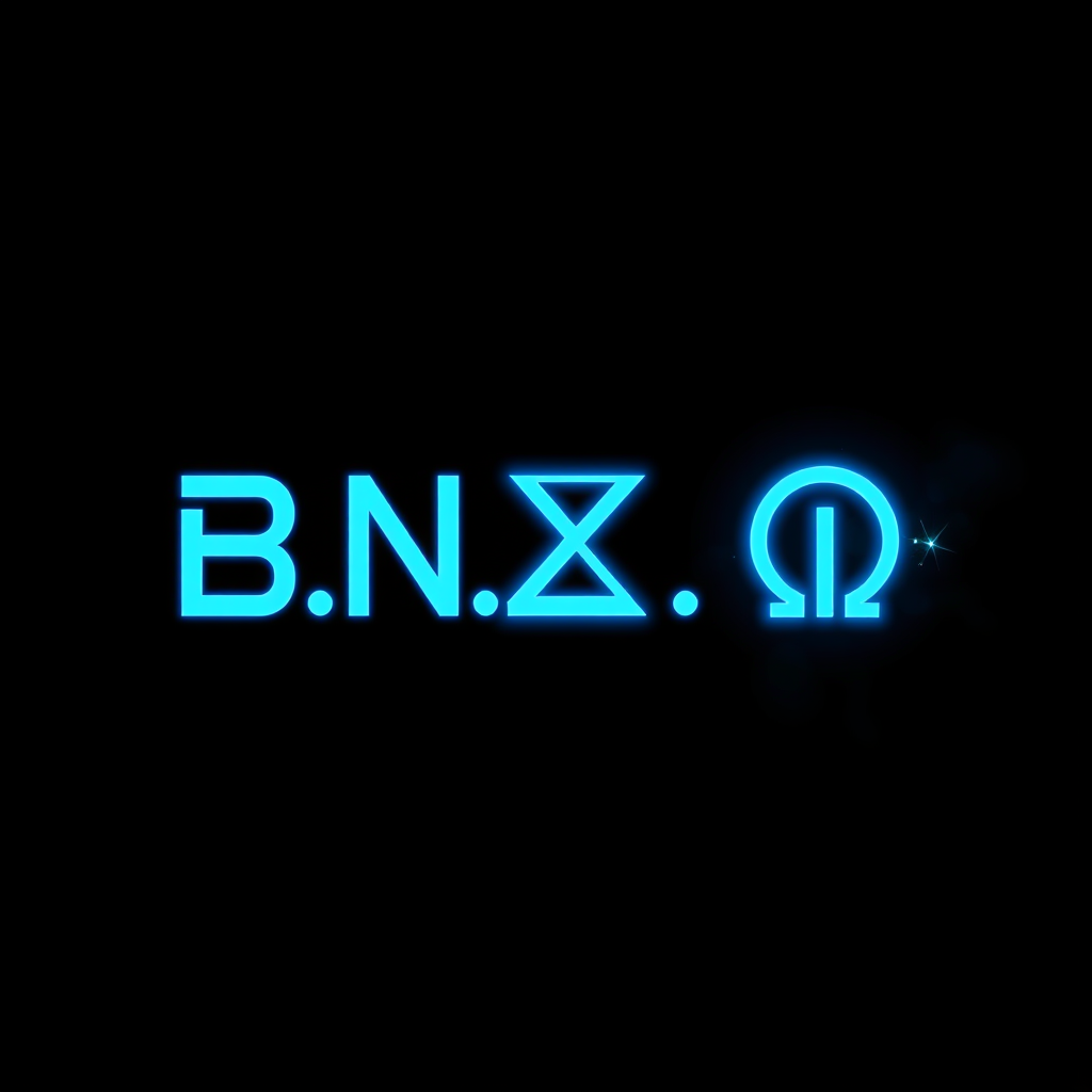 Main logo studio: An ultra-luxury minimalist corporate typography logo. In the exact center, the bold futuristic English letters "B.N.O." are cleanly written in brillia