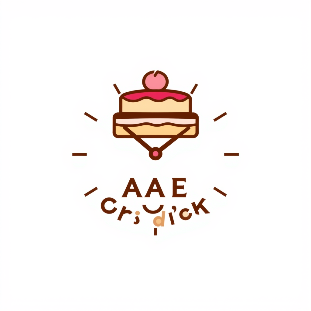 Wordmark Logo idea: wordmark logo of Create a unique, memorable icon combining a stylized cake + clock concept. For example, a beautiful layered cake subtly integrated wi